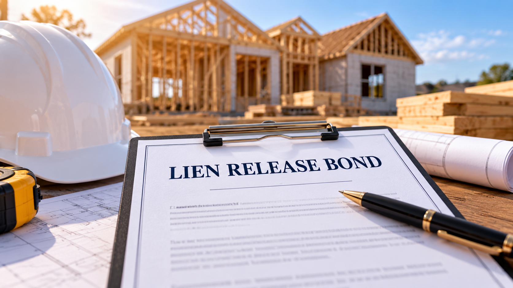Lien release bond documents at a Texas residential construction project