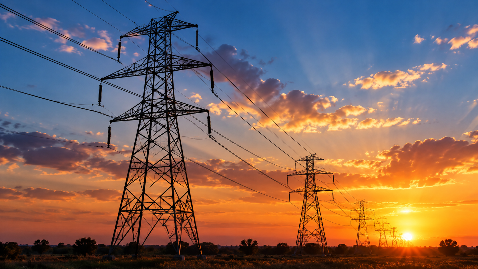 Electric transmission lines supplying power to Texas homes and businesses